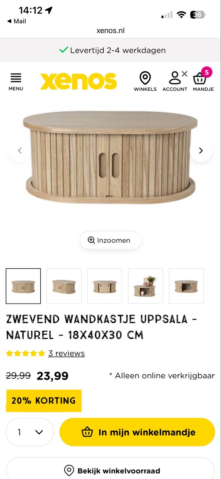 2x zwevend wandkastje/nachtkastje Xenos (gebeitst), Ophalen of Verzenden, Nieuw