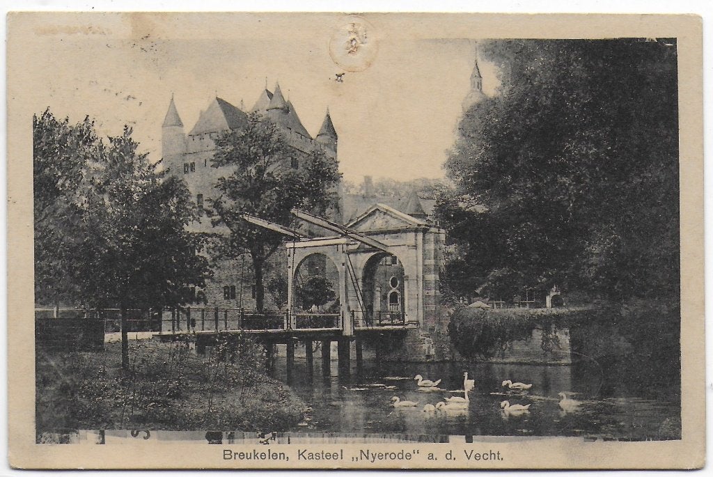 Breukelen Kasteel Nyerode ansichtkaart B7345 uit 1930, Ophalen of Verzenden, 1920 tot 1940, Gelopen