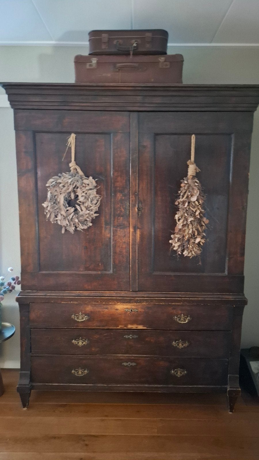 antiek Hollands grenen kabinet 1800-1850 prachtig exemplaar, Ophalen, Gebruikt, 200 cm of meer, Grenenhout