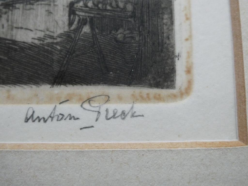 Originele Anton Pieck ets Korte Prinsengracht Amsterdam 1917, Antiek en Kunst, Kunst | Etsen en Gravures, Ophalen of Verzenden