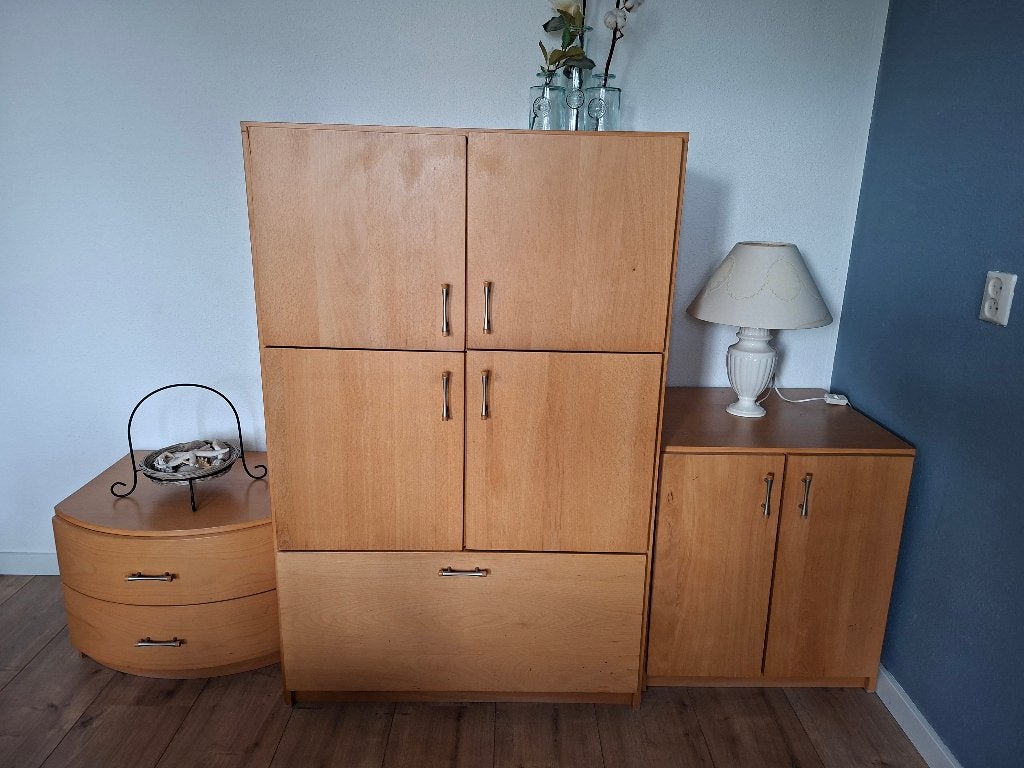 3 delige beuken kast, Ophalen, Gebruikt, 100 tot 150 cm, 200 cm of meer