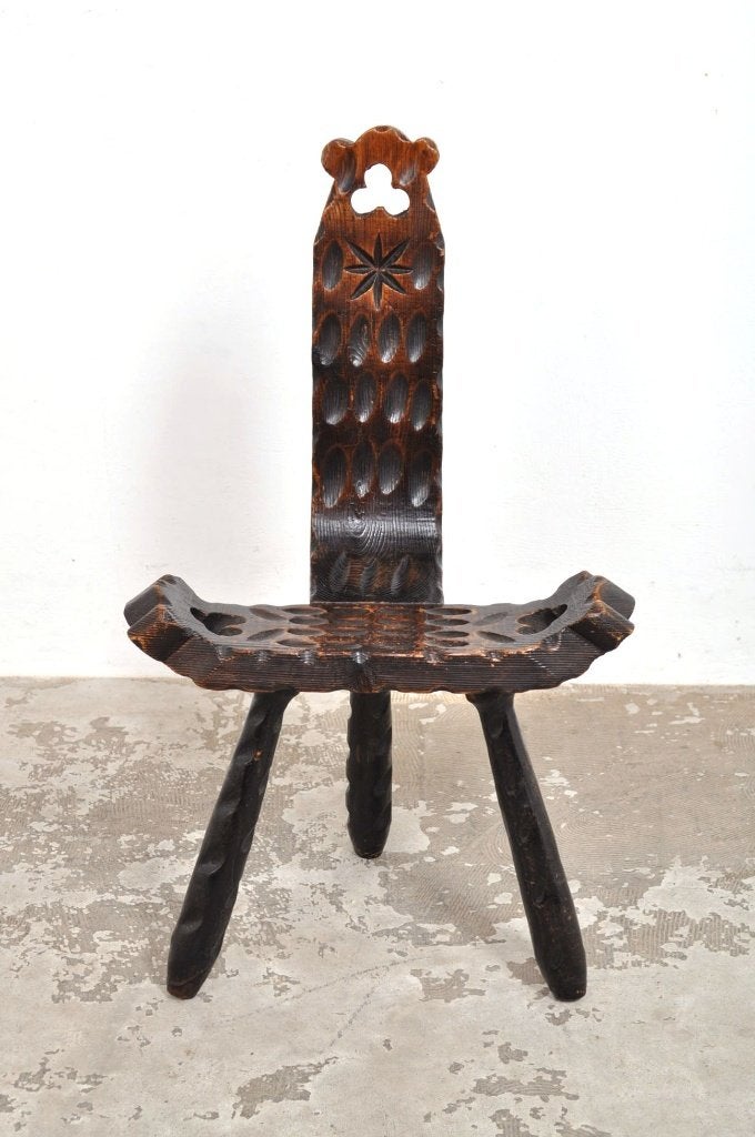 Spanish brutalist chair iepenhout stoel jaren 60, Huis en Inrichting, Stoelen, Ophalen of Verzenden, Gebruikt, Eén