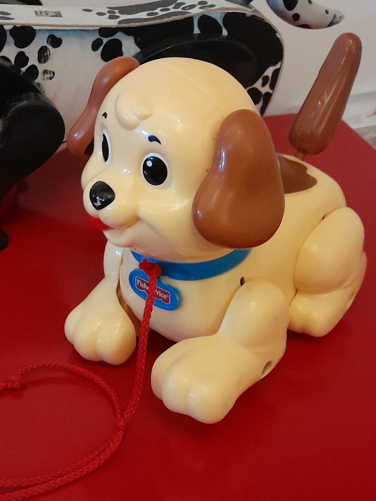 Brocante Fisher-Price hond trekdier 15 cm, Ophalen of Verzenden, Gebruikt, Duw- of Trekspeelgoed