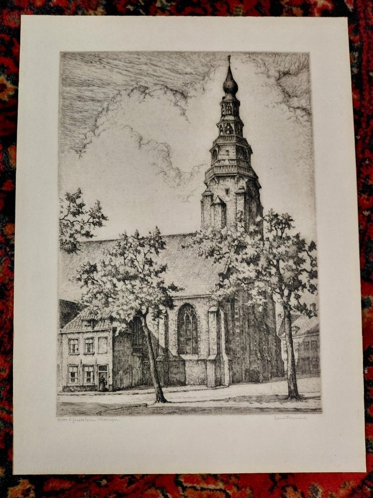 ets, Ophalen, Stadsgezicht, 37 cm, Gesigneerd