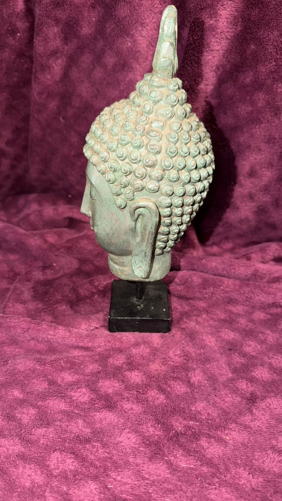 Boeddha Hoofd op Voet Thais /Aziatisch  ,Groene Patina, Huis en Inrichting, Met sokkel, Ophalen of Verzenden, Zo goed als nieuw