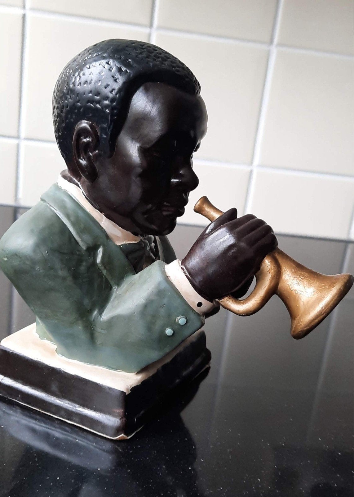Vintage beeldje trompettist - Jazzmuzikant, Ophalen of Verzenden, Nieuw, Mens