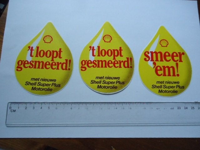 sticker oud SHELL OIL Drop motorolie cross retro race 3x, Verzenden, Zo goed als nieuw, Bedrijf of Vereniging