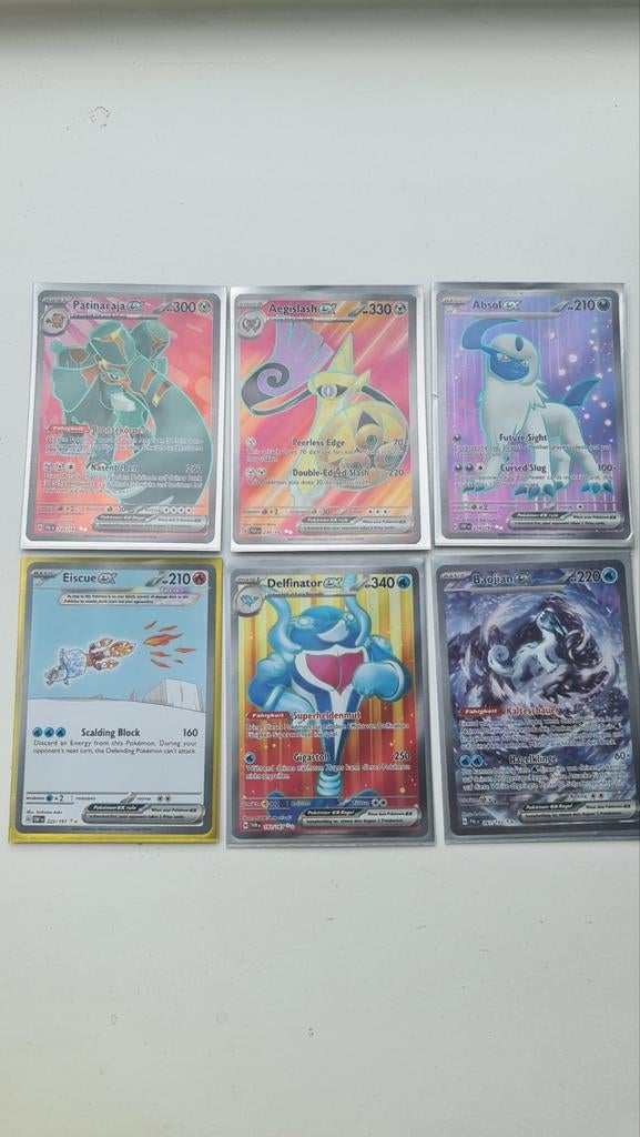 6 Engelse en Duitse ex illustration rare pokemon kaarten., Ophalen of Verzenden, Gebruikt, Meerdere kaarten, Foil