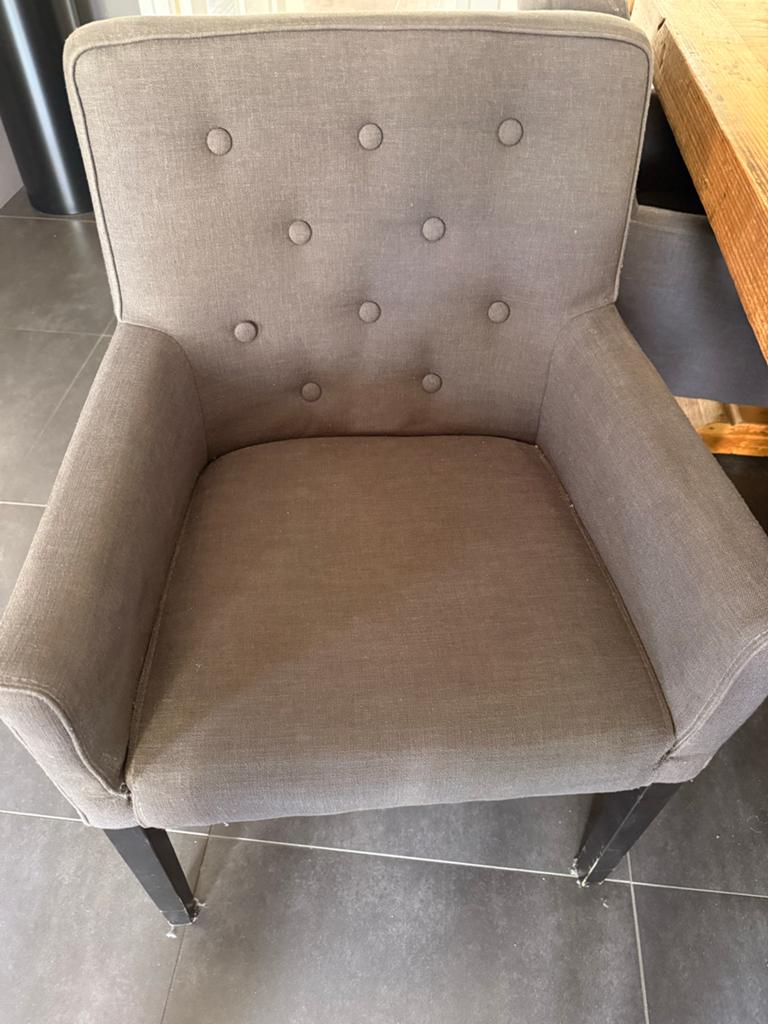 6 ruime antraciet grijze eettafelstoelen - Pronto, Huis en Inrichting, Stoelen, Ophalen, Gebruikt, Vijf, Zes of meer stoelen, Stof