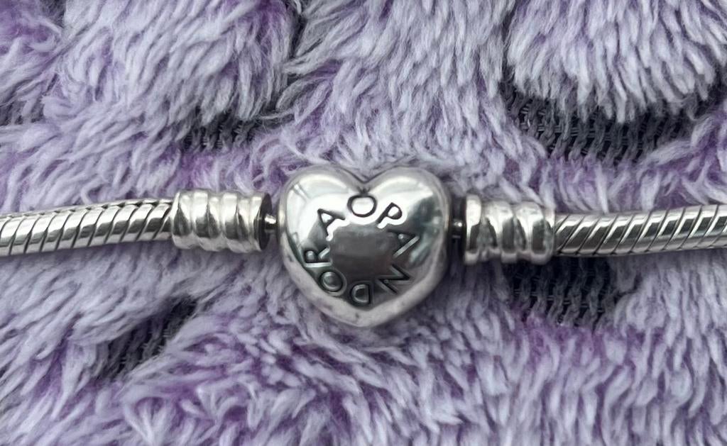 Pandora ketting met hartsluiting, zilver, Sieraden, Tassen en Uiterlijk, Kettingen, Zo goed als nieuw, Zilver, Ophalen of Verzenden