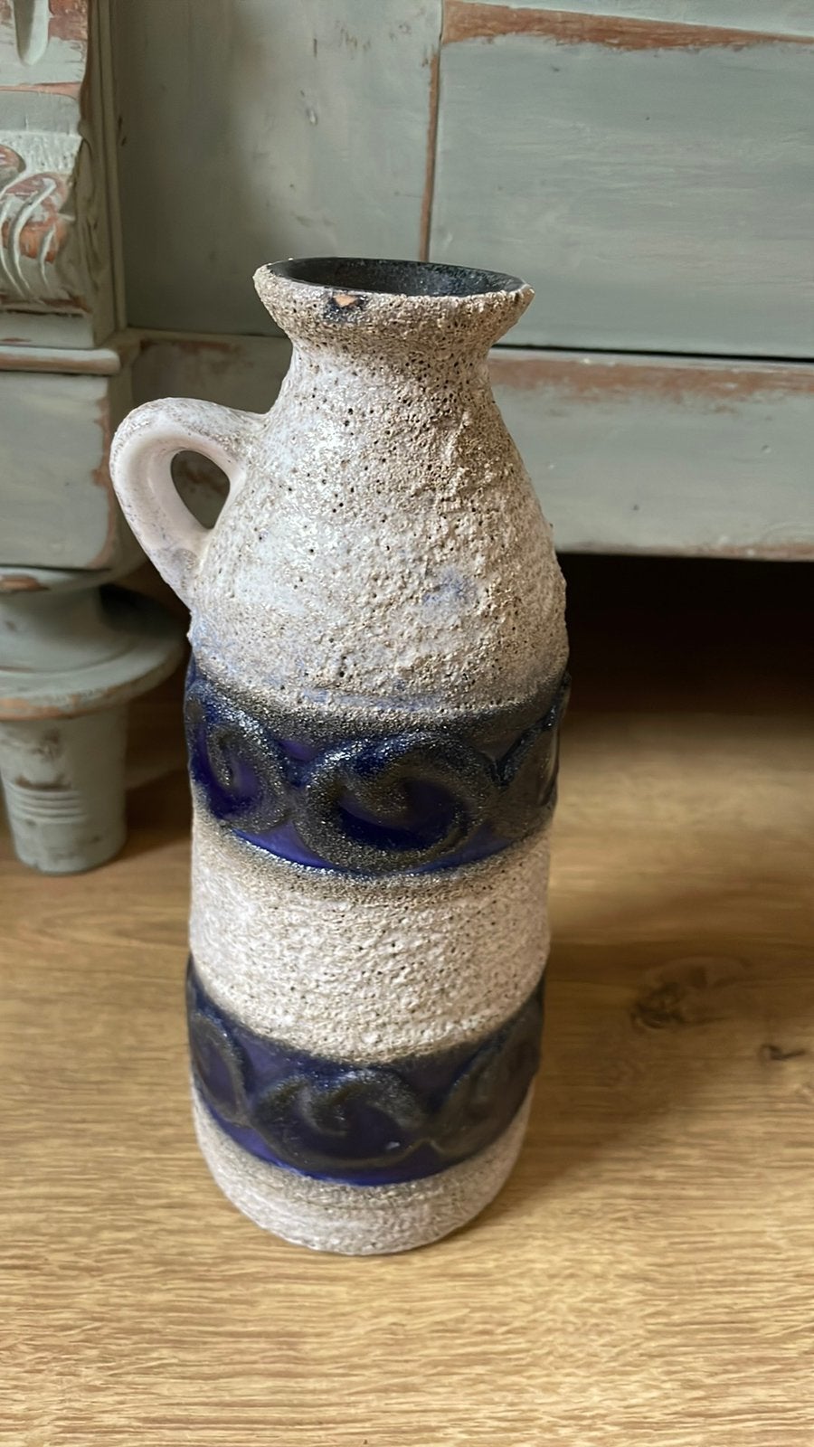 Retro vaas GDR Germany blauw wit, Ophalen of Verzenden, Blauw