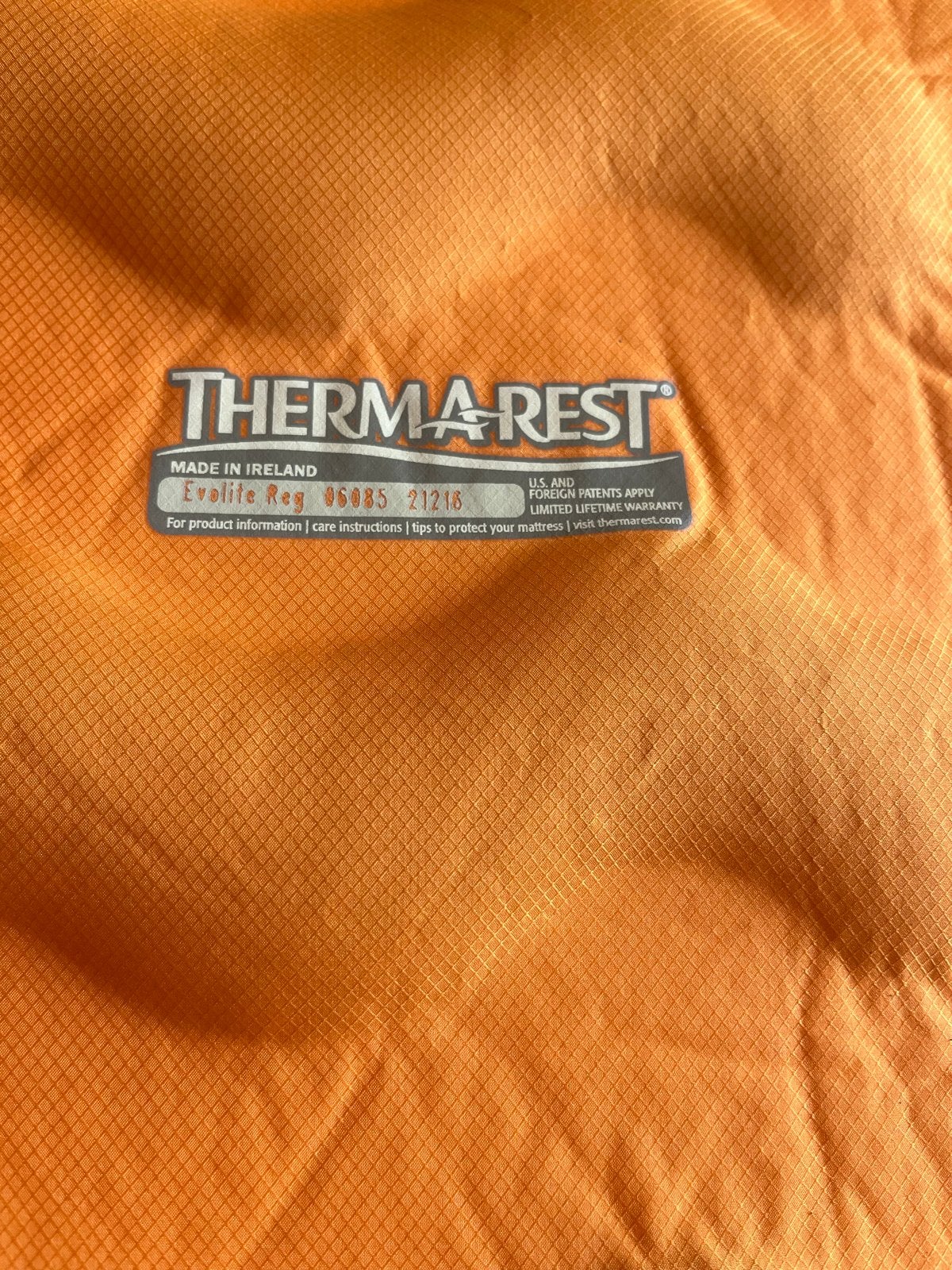 Therm-a-Rest EvoLite Slaapmat - Oranje, 1-persoons, Caravans en Kamperen, Ophalen of Verzenden, Gebruikt, 1-persoons