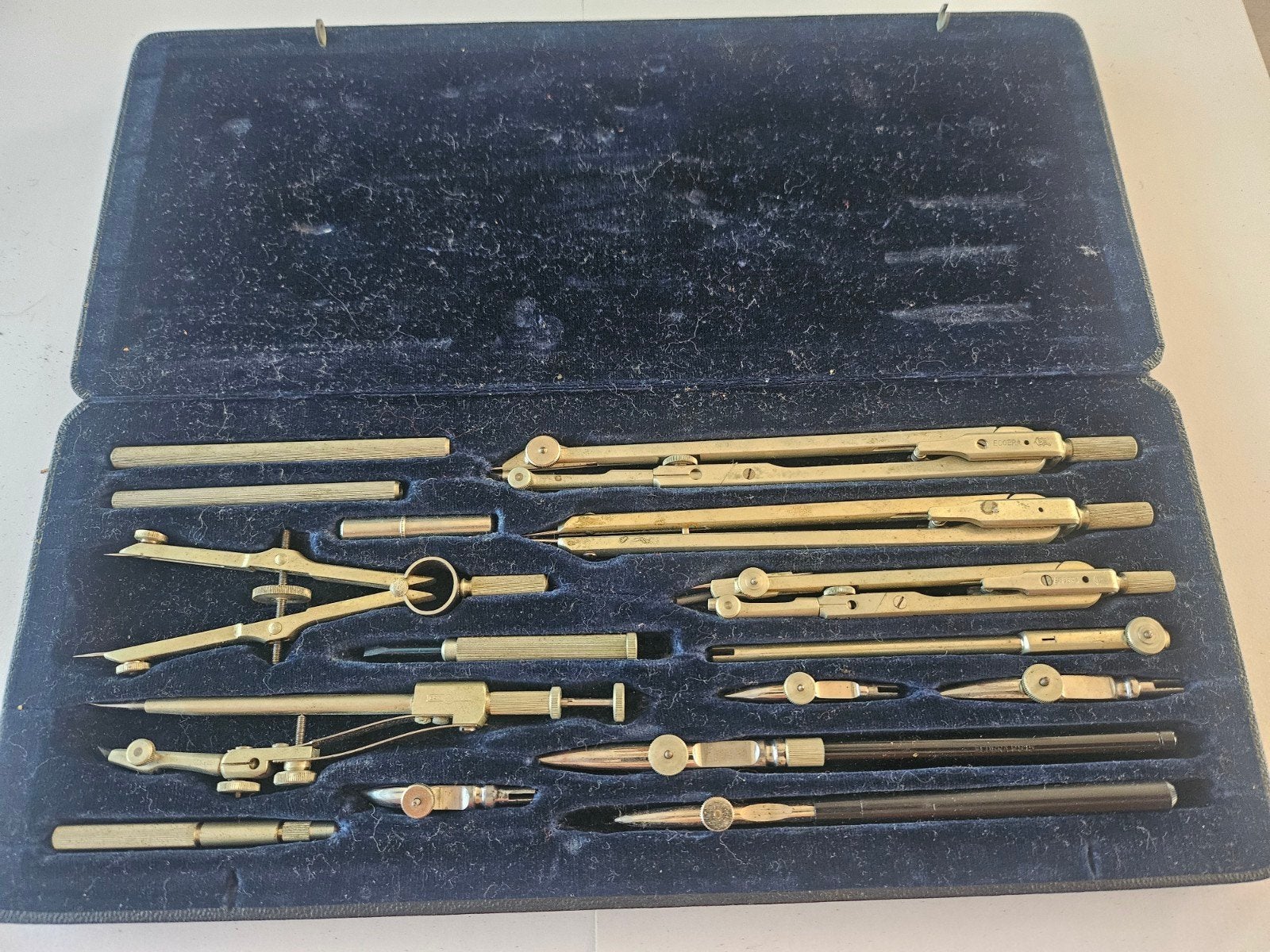 Antieke Tekenset in Fluweel Gevoerde Koffer, Ophalen of Verzenden