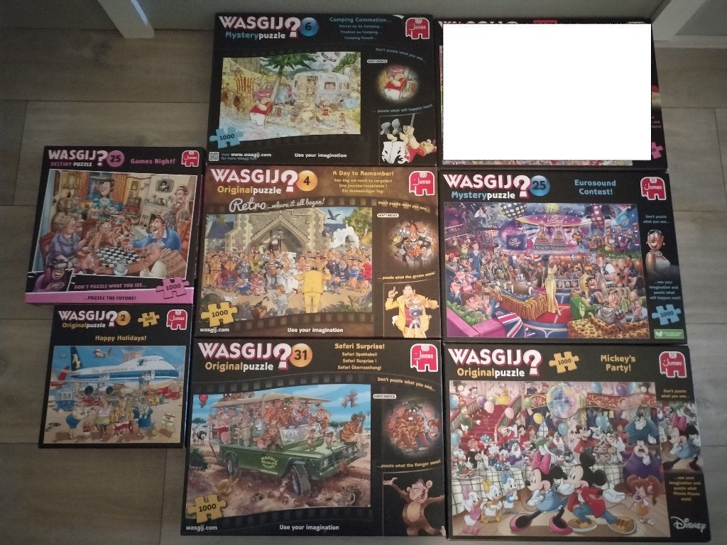 WasGij puzzels te koop – één keer gelegd, rookvrij huis, Ophalen of Verzenden, 500 t/m 1500 stukjes, Zo goed als nieuw, Legpuzzel