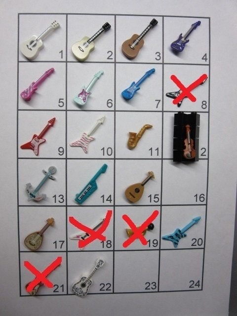 L387 LEGO ACCESSOIRES GITAAR GITAREN VIOOL GUITAR SAXOFOON, Dalwagen 45b, 6669 CB Dodewaard, Lego, Nieuw, Ophalen of Verzenden