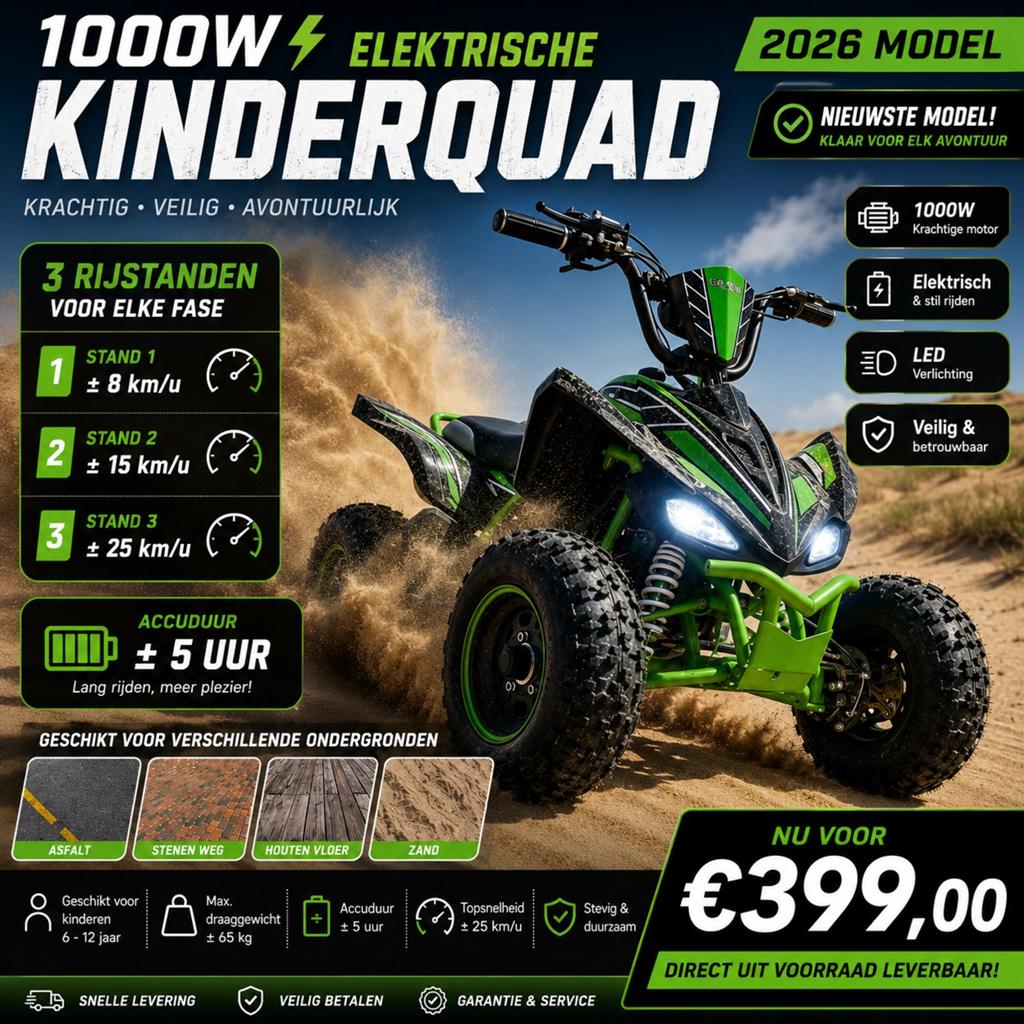 1000 wat elektrische kinderquad quad crosser e, Ophalen of Verzenden, Nieuw