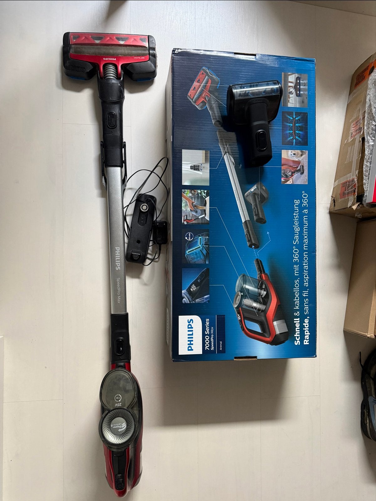 Philips SpeedPro Max XC7043/01 steelstofzuiger + accessoires, Witgoed en Apparatuur, Gebruikt, Philips, Draadloos, Ophalen of Verzenden