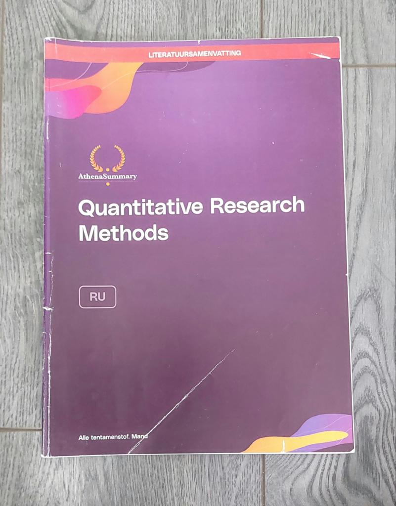 Quantitative Research Methods - Athena Summary, Boeken, Studieboeken en Cursussen, WO, Ophalen of Verzenden