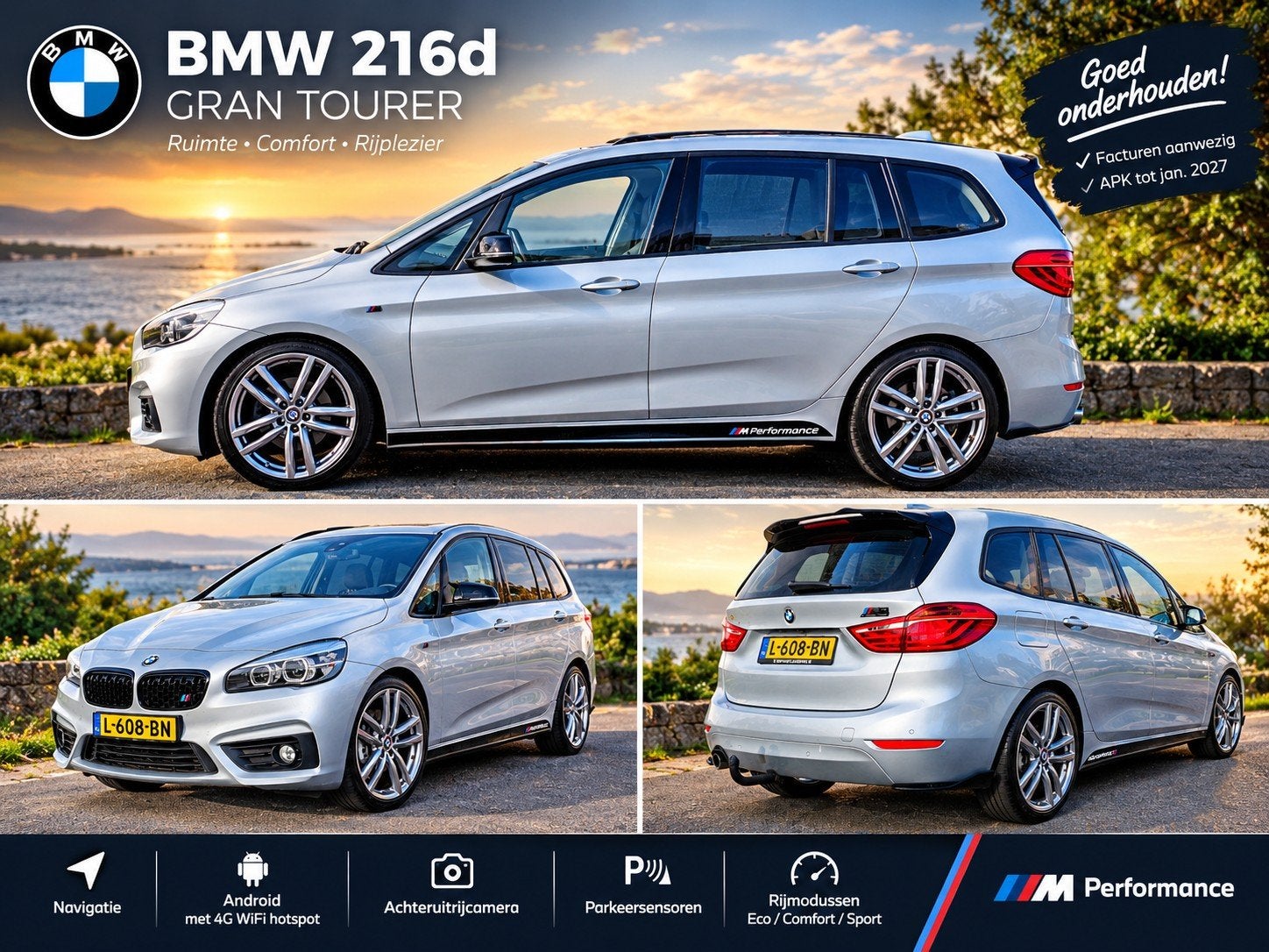 BMW 216d Gran Tourer | PANORAMADAK | 19” | CAMERA | TREKH, Auto's, Voorwielaandrijving, 745 kg, 2-Serie Gran Tourer, Particulier