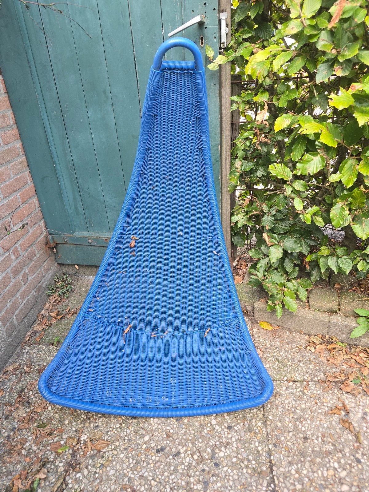 Ikea hangtoilet (hangstoel) - Blauw kunststof riet, Huis en Inrichting, Ophalen, Kunststof, Gebruikt, Blauw