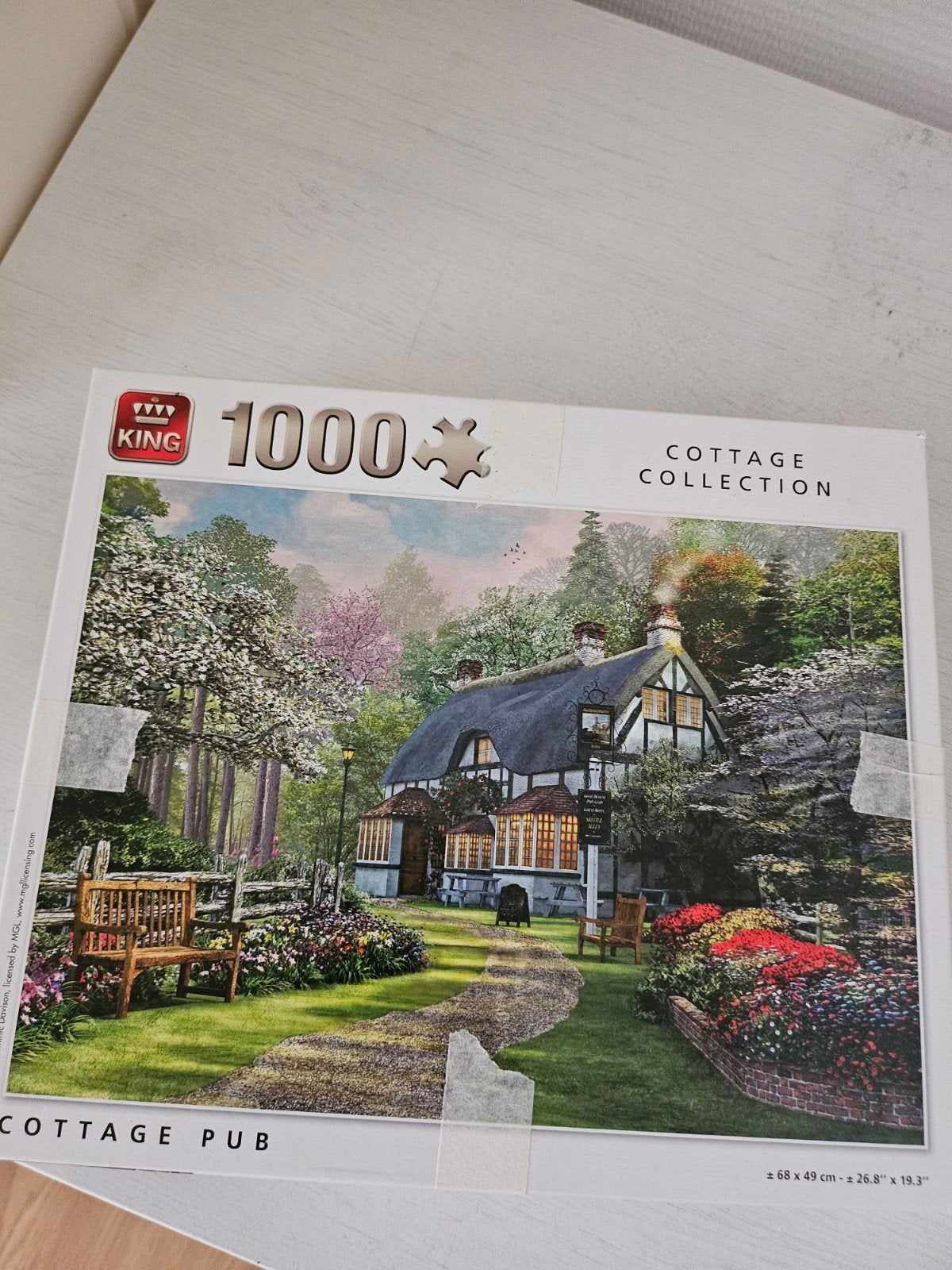 King Puzzel 1000 stukjes - Cottage Pub Tuin en Huis puzzel,, Ophalen of Verzenden, 500 t/m 1500 stukjes, Zo goed als nieuw, Legpuzzel