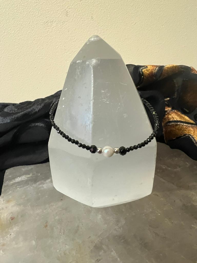 AKOYA zoutwater parel spinel beschermt welvaart succes magie, Met bedels of kralen, Zwart, Nieuw, Ophalen of Verzenden