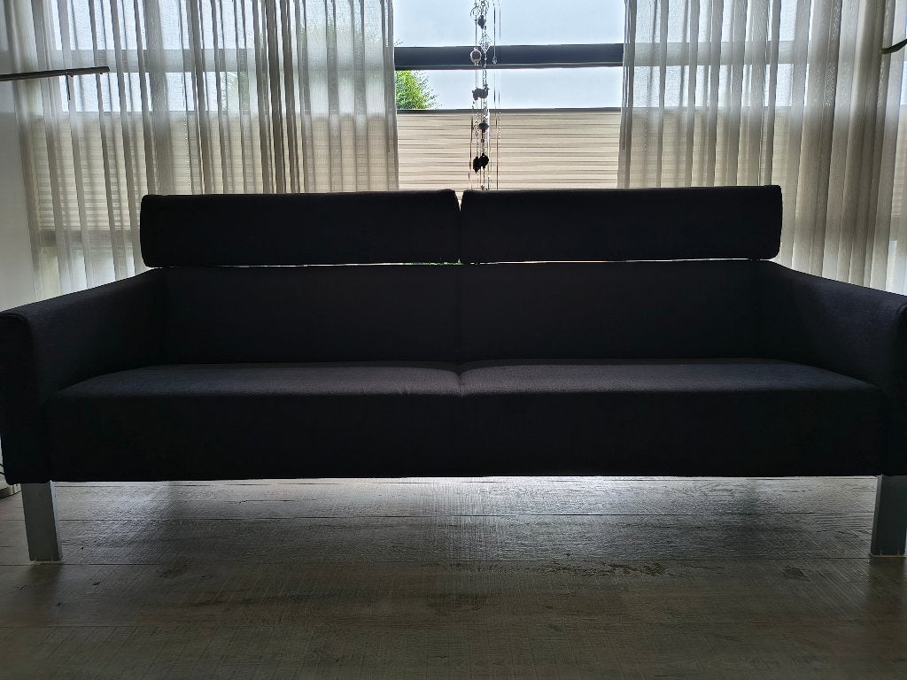 Leolux Patachou 3-zitsbank antraciet kleurige wollen stof, Ophalen, Modern chique, Driepersoons, 75 tot 100 cm
