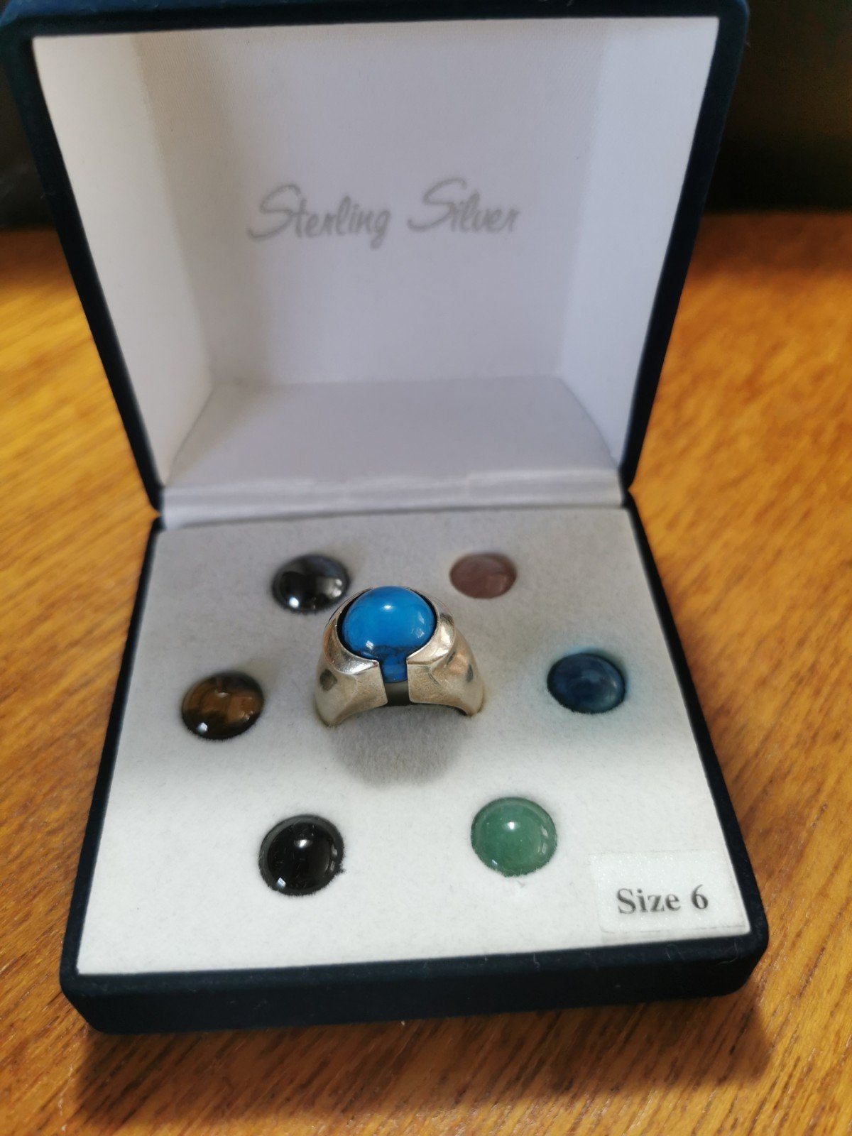 Zilveren ring met verwisselbare edelstenen, maat 6, Sieraden, Tassen en Uiterlijk, Ringen, Zo goed als nieuw, Dame, Kleiner dan 17