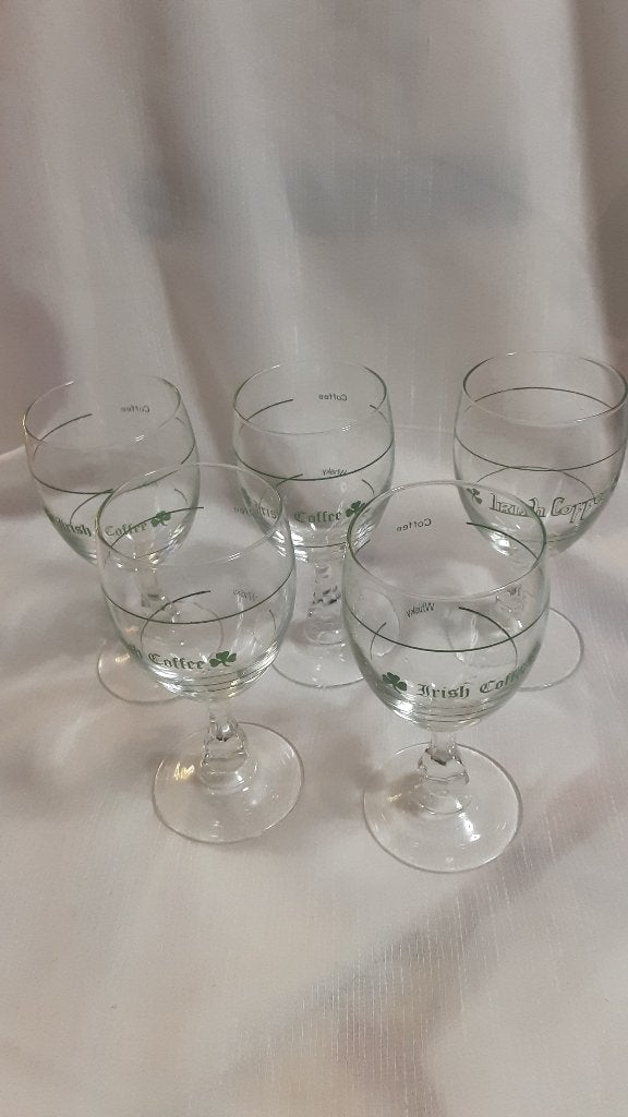 IRISH COFFEE glazen, twee groene strepen, 5 stuks (#2), Verzamelen, Glas en Borrelglaasjes, Ophalen of Verzenden, Zo goed als nieuw