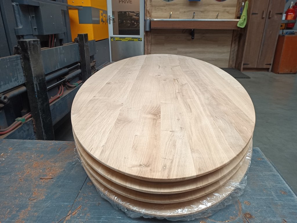 ovale tafelbladen eikenhout 95 cm breed 200 en 240cm, Huis en Inrichting, Hout@hameren.nl, 100 tot 150 cm, Hertog van beijerenstraat 2a
