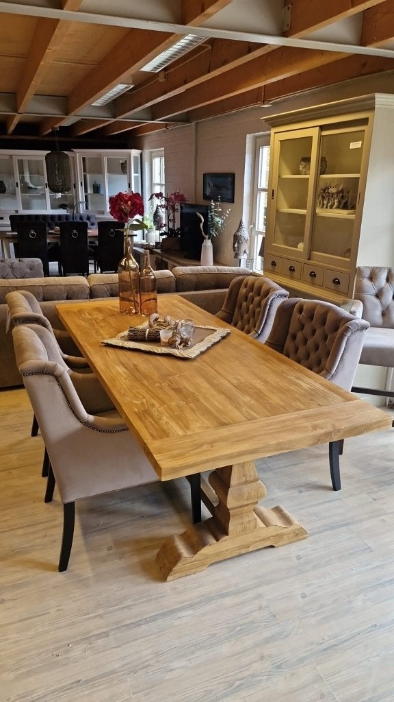 VOORRAAD 4 Landelijke Eetkamerstoelen Victoria Stof Taupe (7, Huis en Inrichting, Stoelen, Overige kleuren, Nieuw, Ophalen of Verzenden