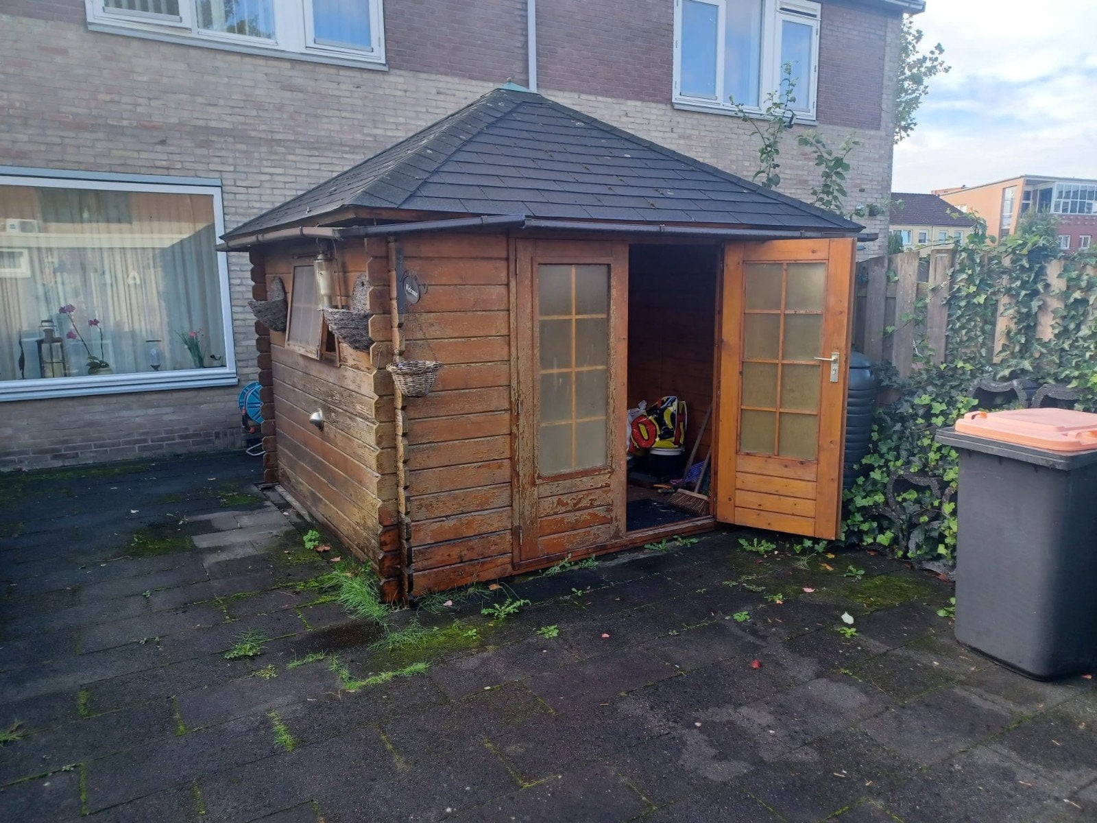 Houten Tuinhuis/Blokhut met Ramen en Dubbele Deur, Tuin en Terras, Ophalen, Tuinhuis, 250 tot 500 cm, 1 raam