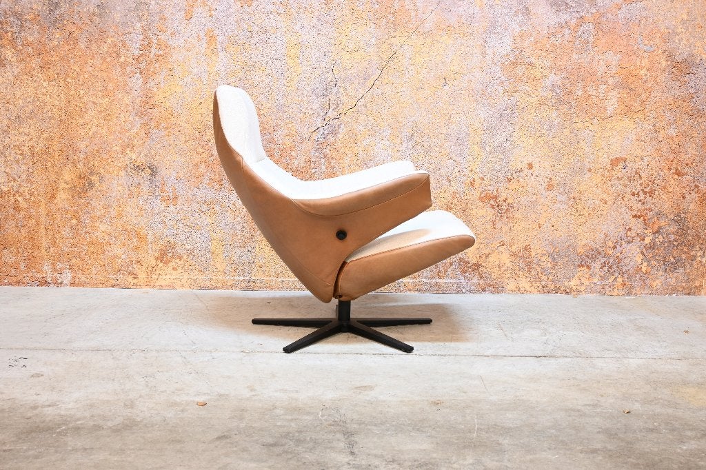 ZGANieuw Topform Sesto design relax draaifauteuil, Leer, 75 tot 100 cm, Ophalen of Verzenden, Zo goed als nieuw