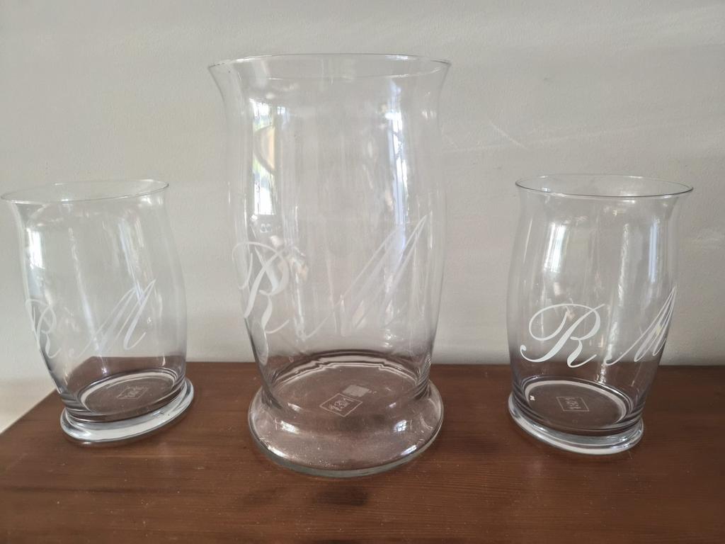 Riviera maison set van glas, Huis en Inrichting, Ophalen, Zo goed als nieuw, Overige materialen, Minder dan 25 cm