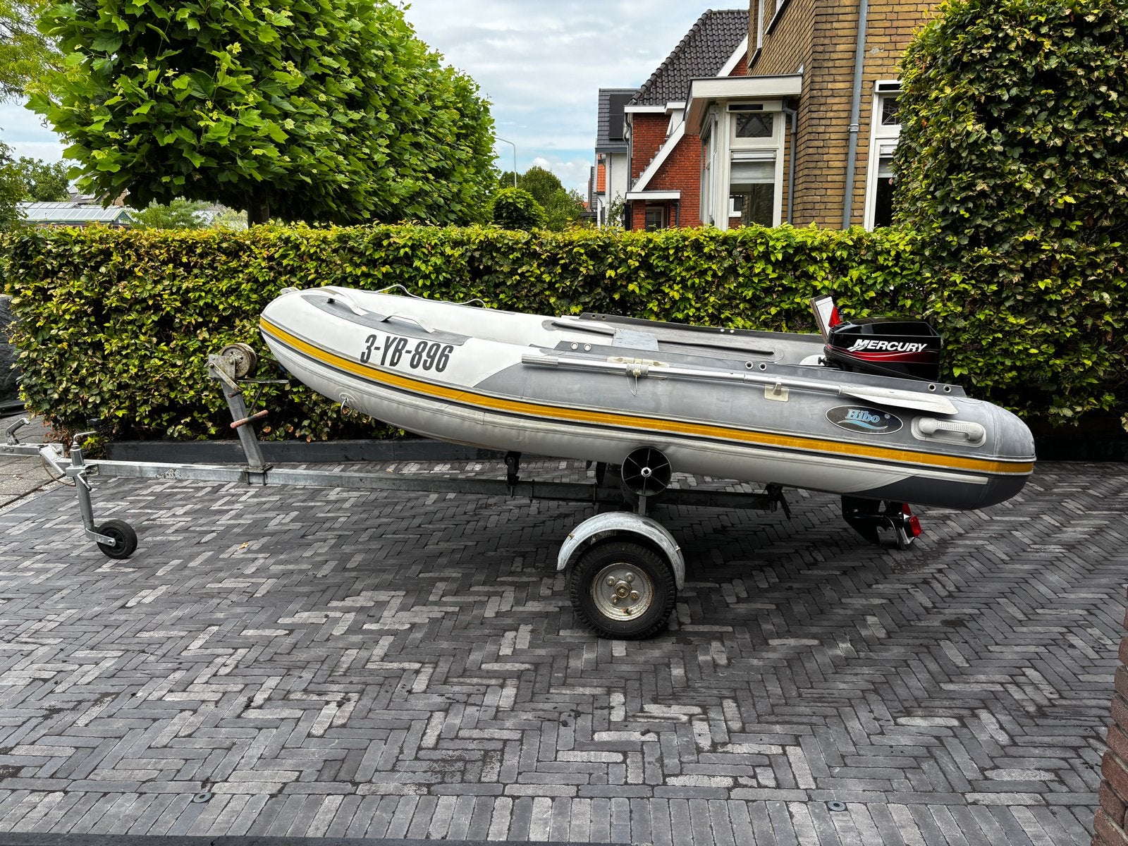 Complete Hibo Ribboot 3m met 15pk Mercury motor en trailer, Watersport en Boten, Bootonderdelen, Ophalen, Gebruikt