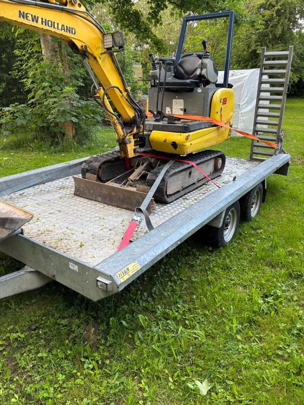 Kantelbare Machinetransporter Aanhanger voor Shovel/Heftruck, Ophalen of Verzenden, Gebruikt