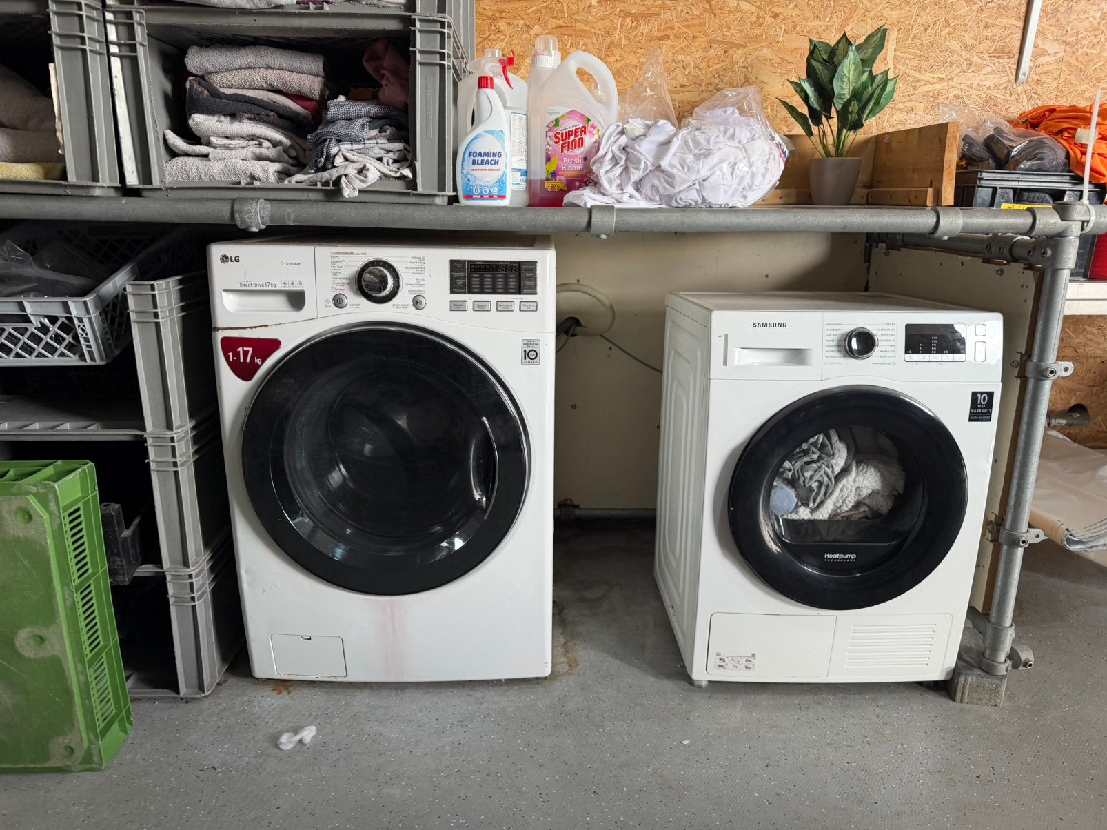 LG 17 kg wasmachine + 11 kg droger samsung, 8 tot 10 kg, Ophalen, Zo goed als nieuw