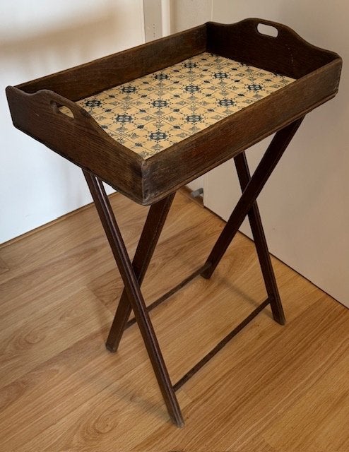 Antieke houten butlertray / Dienblad / Bijzettafel, Antiek en Kunst, Ophalen