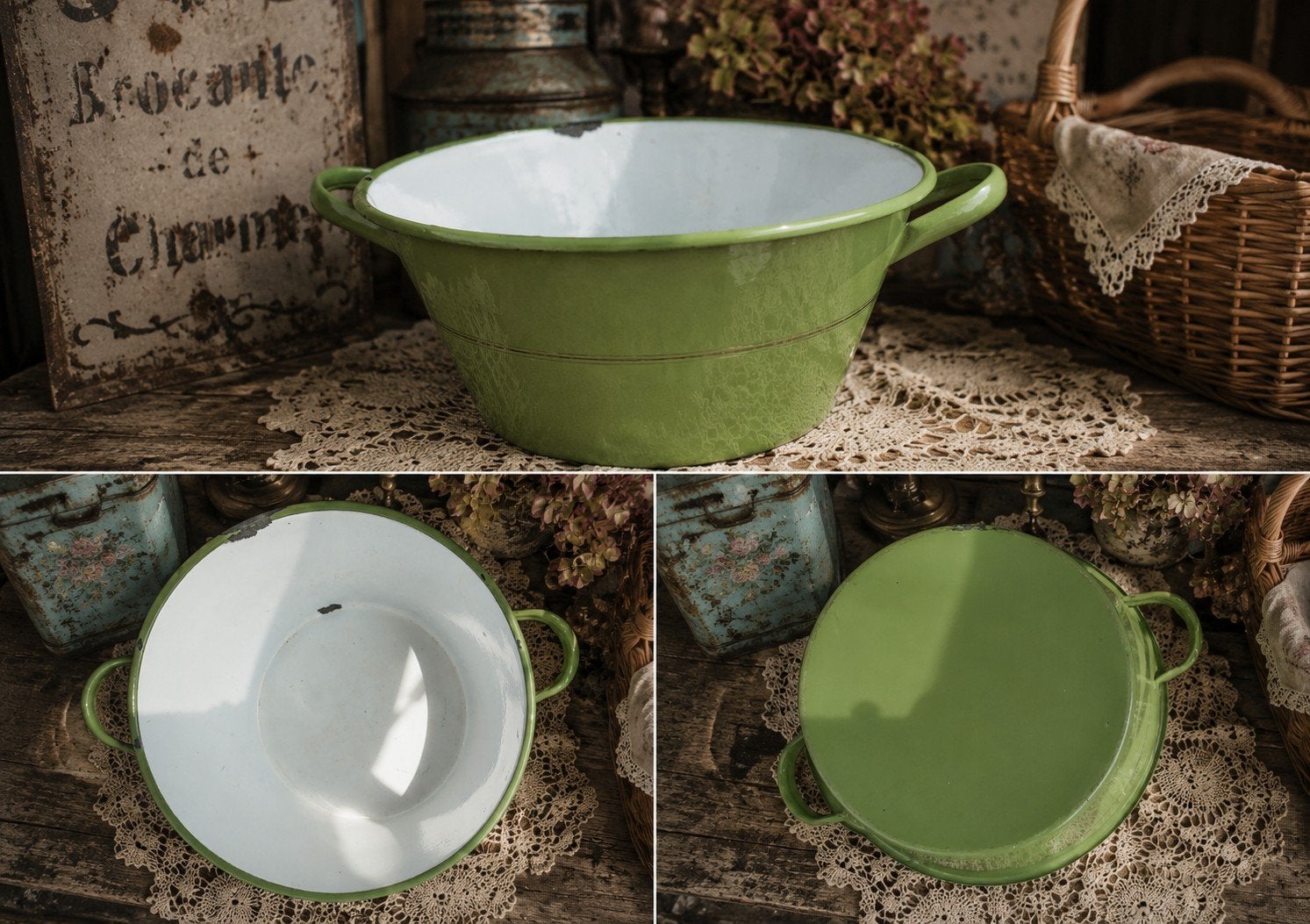 Emaille teil groen., Antiek en Kunst, Ophalen