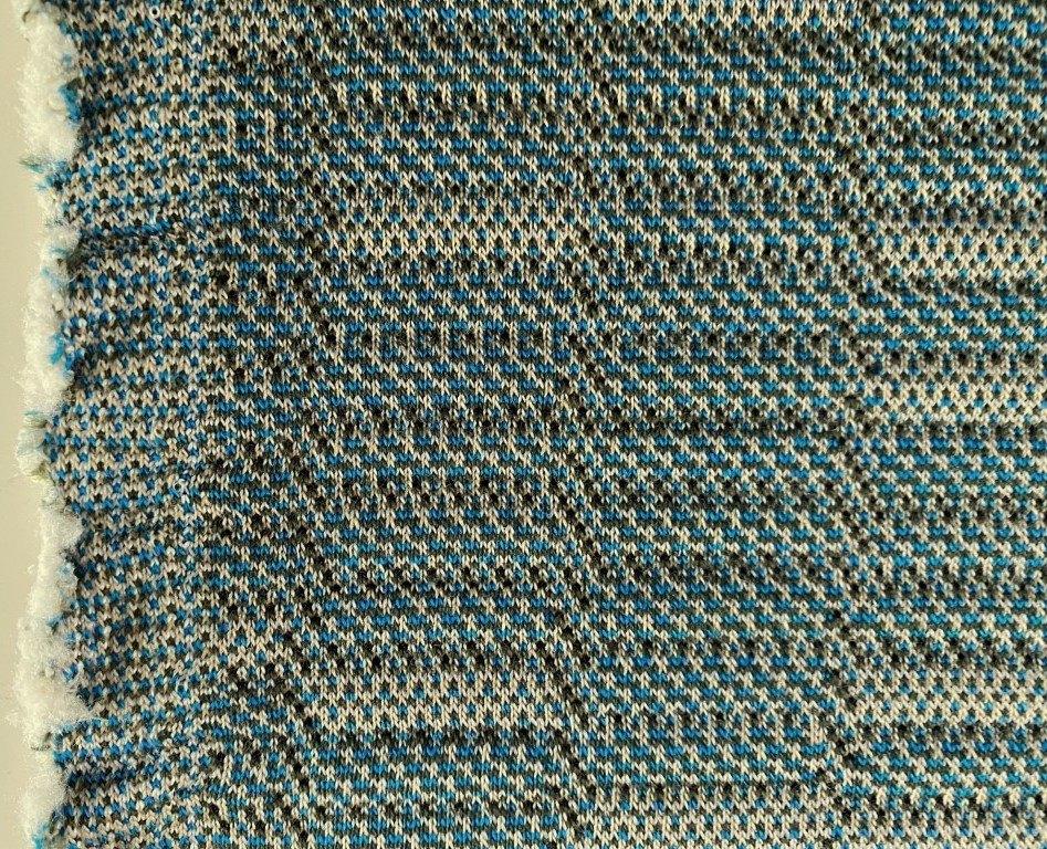 BYBORRE Johan; blauw groen grijs patroon; 11 mtr meubelstof, Wol, 120 cm of meer, Ophalen of Verzenden, Groen