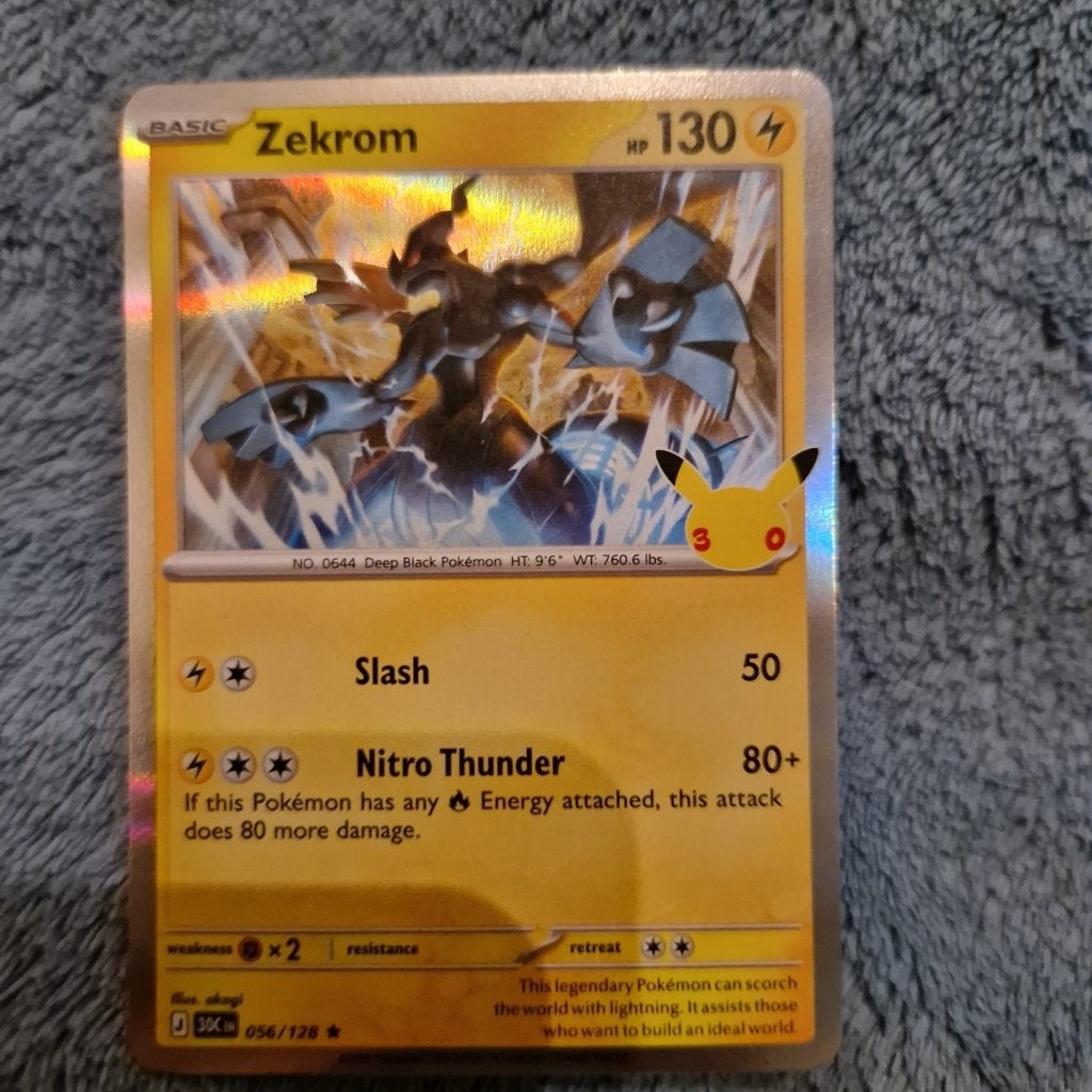 Zekrom 056/128 Pokémon 30th Celebration holo, Ophalen of Verzenden, Zo goed als nieuw, Losse kaart, Foil
