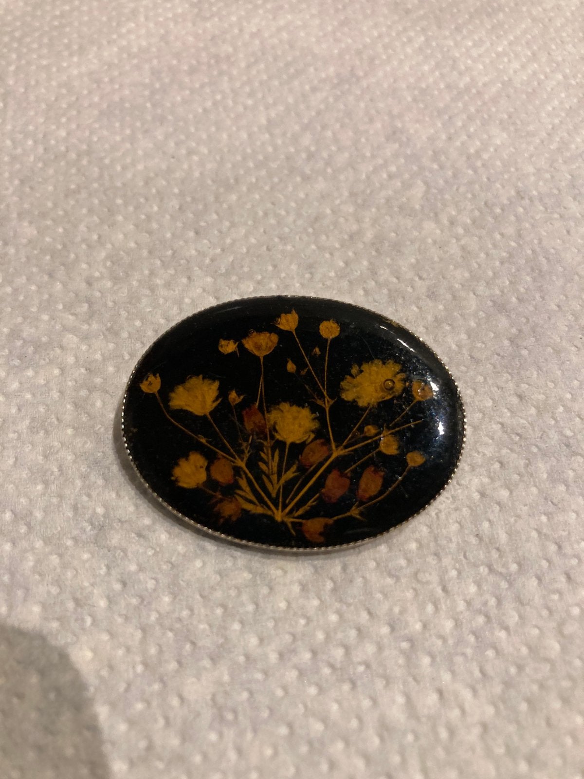 Mooie broche droogbloemen, Ophalen of Verzenden, Zo goed als nieuw, Zilver, Overige materialen