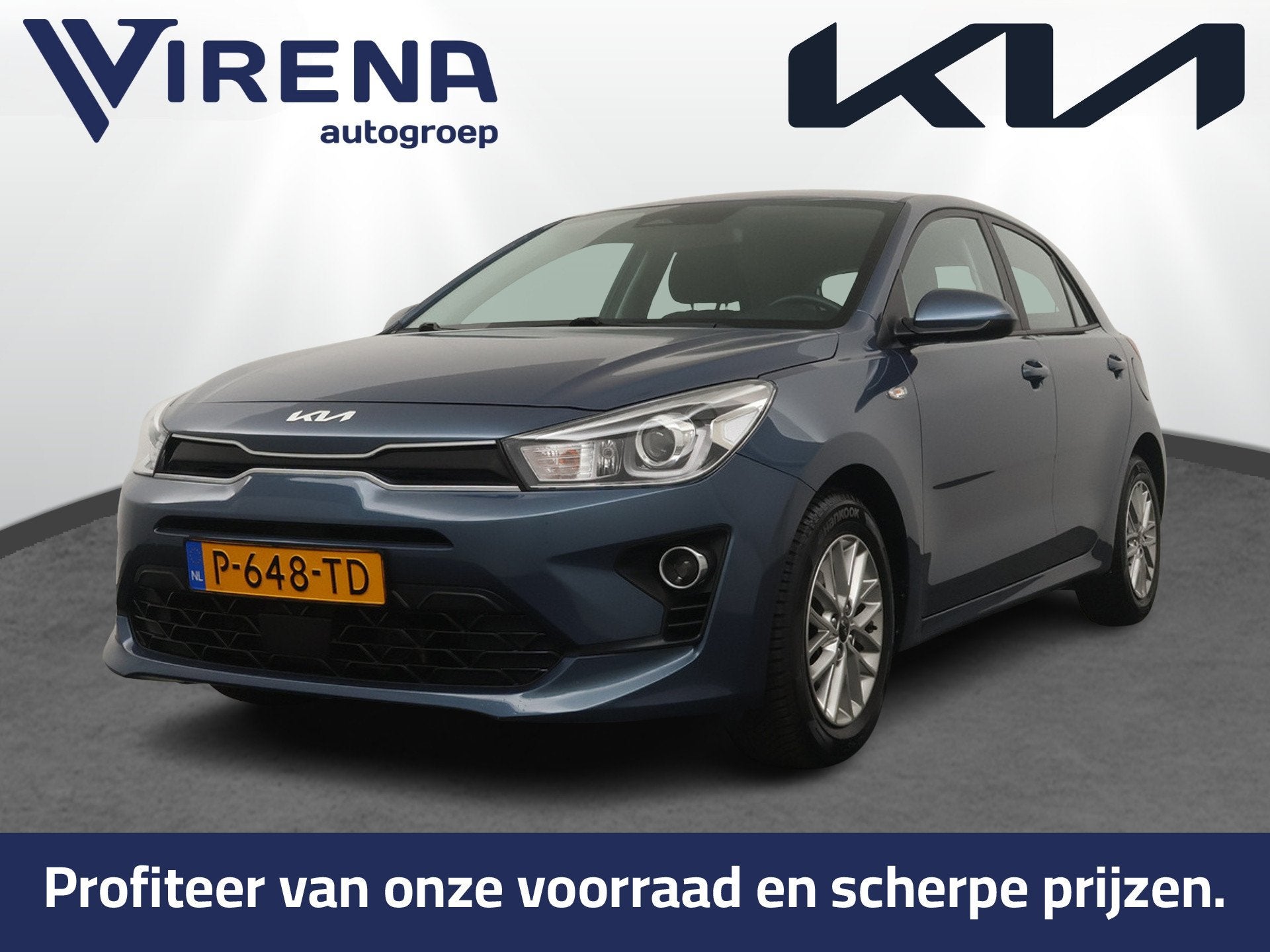 Kia Rio 1.0 T-GDi MHEV DynamicLine Airco - Apple Carplay/And, Auto's, Voorwielaandrijving, Gebruikt, Met garantie (alle), Blauw