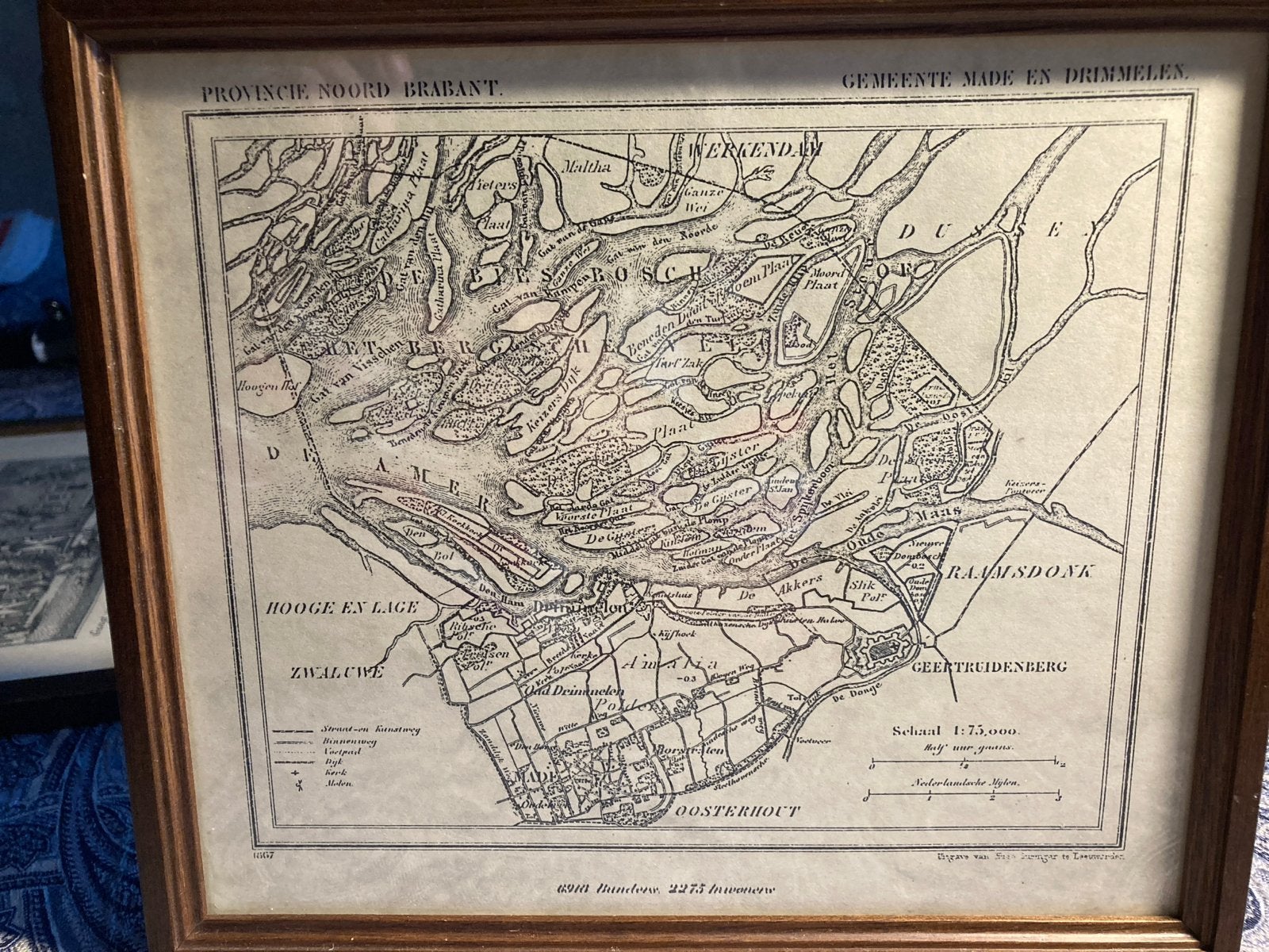 Oude kaart Provincie Noord Brabant, Gemeente Made en Drimmel, Gelezen, Ophalen of Verzenden, Landkaart, 1800 tot 2000