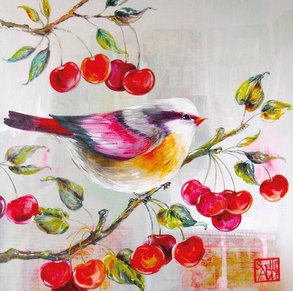 Servetten decoupage/bullet journal - roodborst kersen L1653, Verzenden, Nieuw