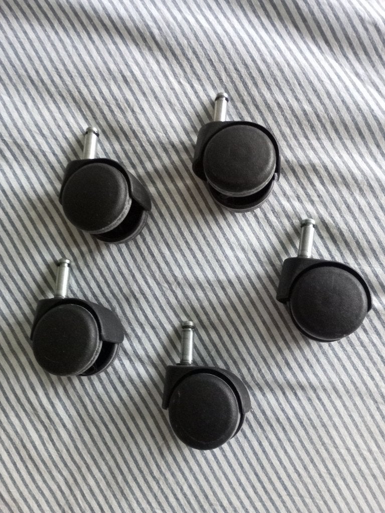 Set van 5 bureaustoel wielen (Ikea stift 10mm), Ophalen, Gebruikt, Zwart, Bureaustoel