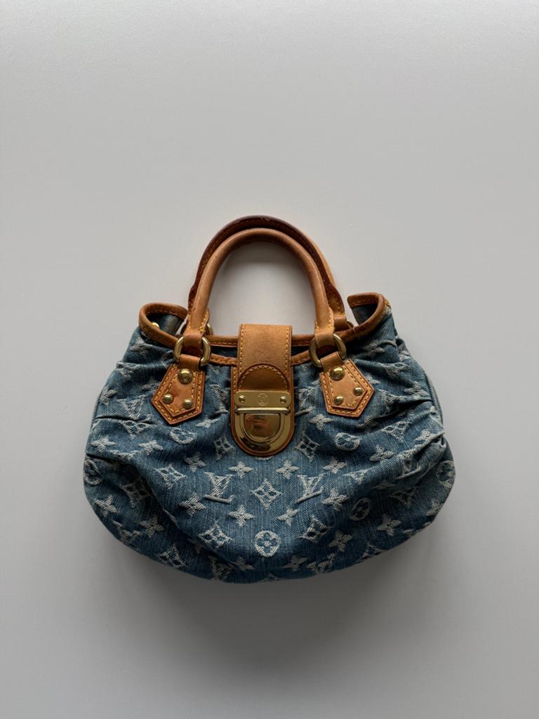 Louis Vuitton Denim Pleaty, Ophalen of Verzenden, Zo goed als nieuw, Blauw, Handtas