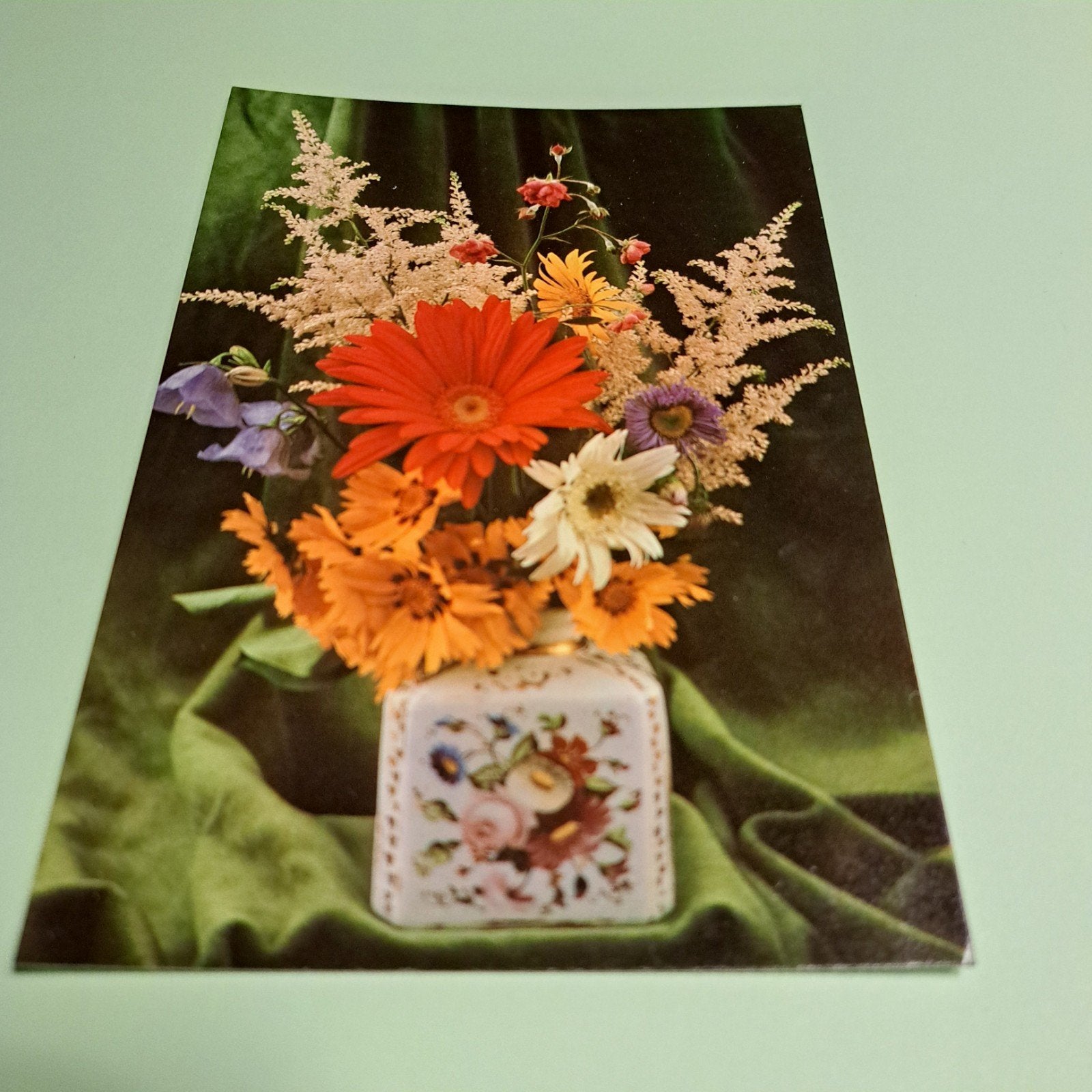 Vintage Ansichtkaart: Bloemen in Vaas (Polen), Ophalen of Verzenden, 1960 tot 1980, Ongelopen, Natuur
