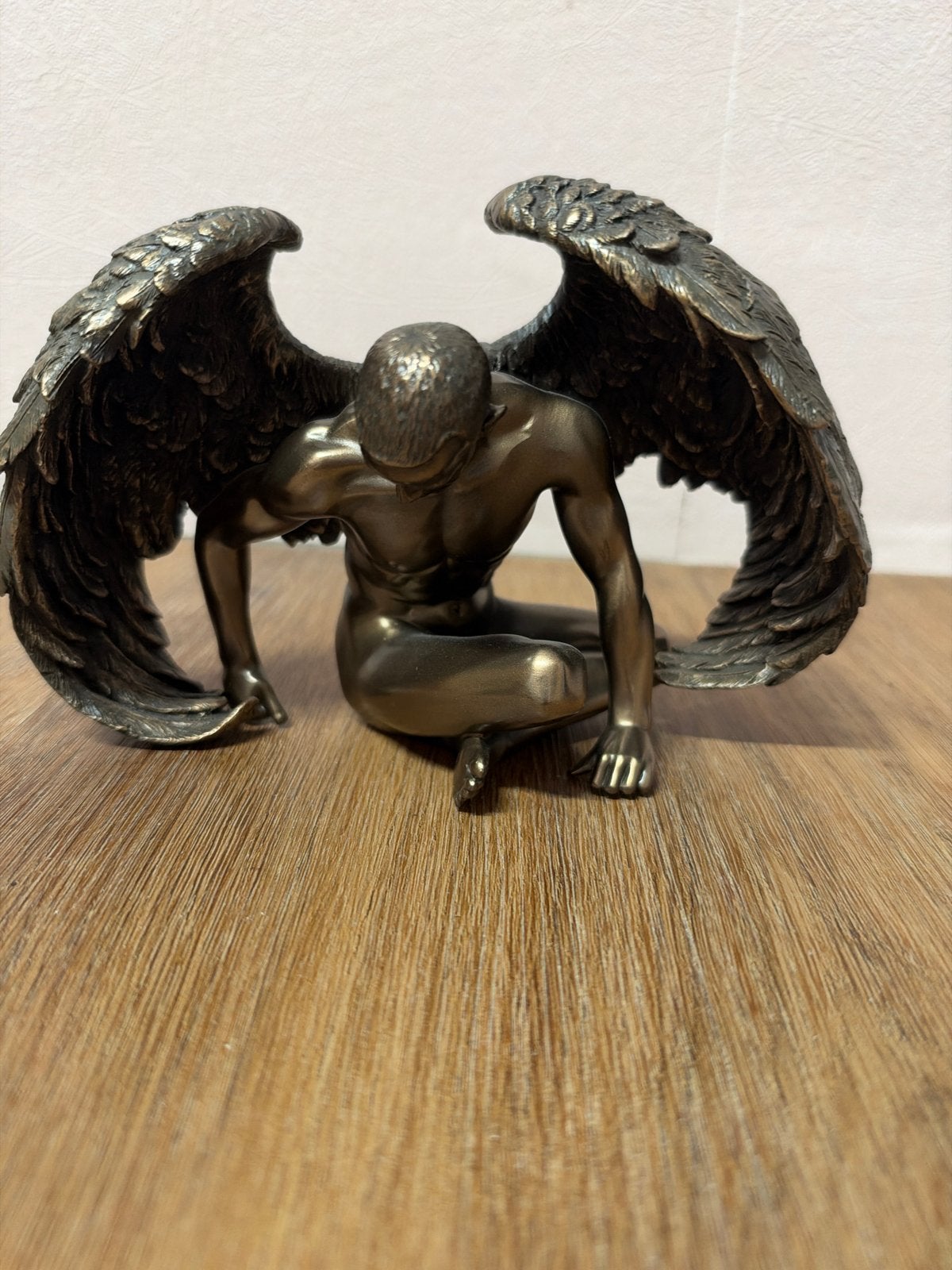 Bronzen sculptuur van engel met vleugels, Overige onderwerpen, Minder dan 20 cm, Ophalen of Verzenden, Beeld