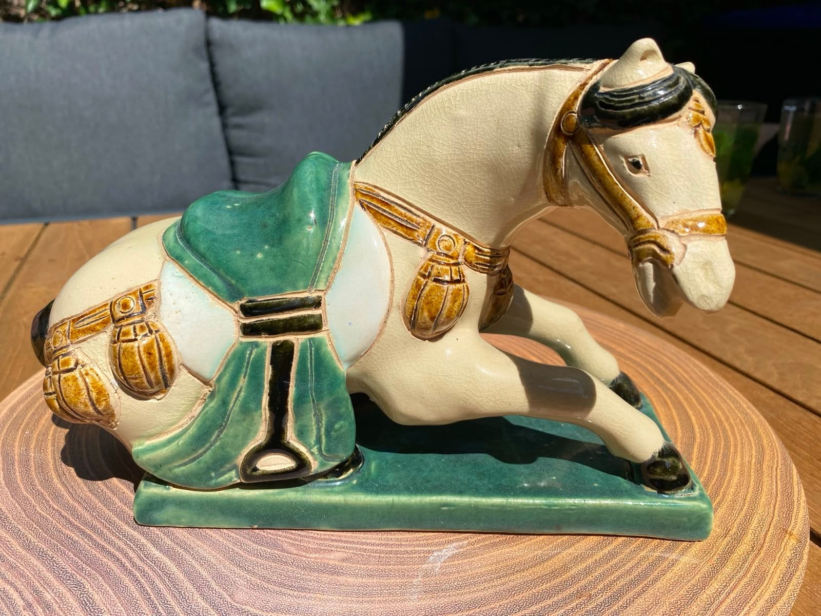 Mid-century keramiek paard Tang stijl (scancai-glazuur), Antiek en Kunst, Ophalen of Verzenden